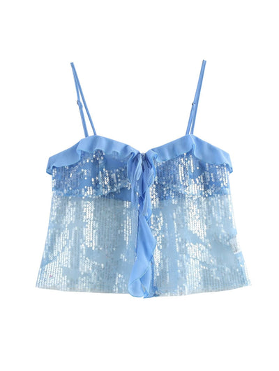 Clara | Pailletten Haltertop