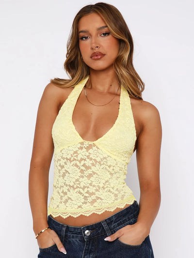 Yasmina – Halter Floral Crop Top