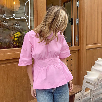 Leona – Backless Bow-Tie Blouse