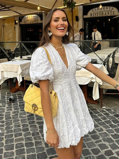Leah - White Flower Dress