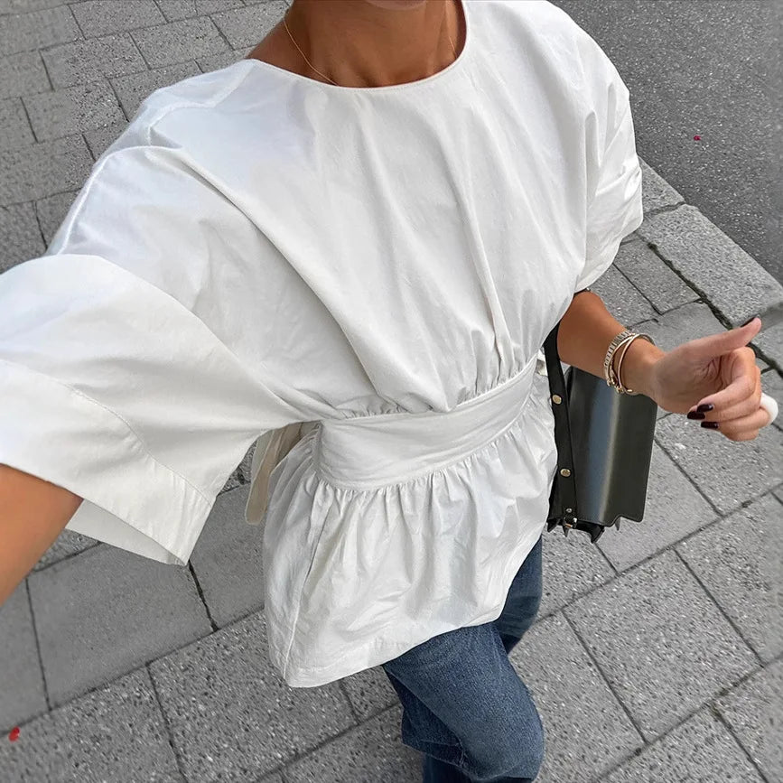 Leona – Backless Bow-Tie Blouse