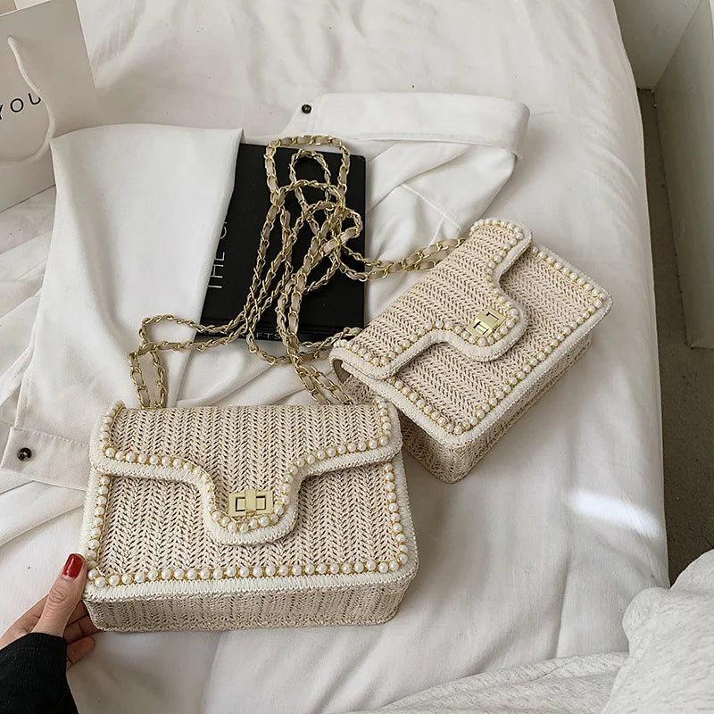 Elara - Pearl Woven Crossbody