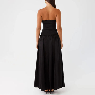 The Alina – Strapless Ruffle Maxi Dress