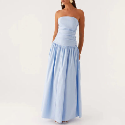The Alina – Strapless Ruffle Maxi Dress