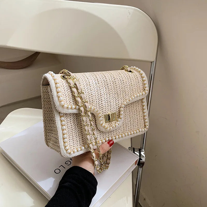 Elara - Pearl Woven Crossbody