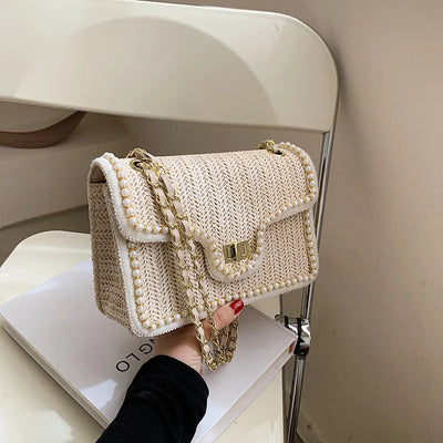 Elara - Pearl Woven Crossbody
