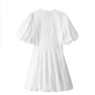 Leah - White Flower Dress