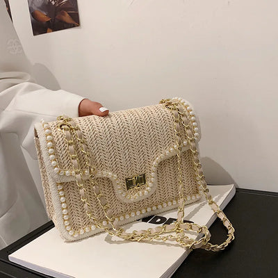 Elara - Pearl Woven Crossbody