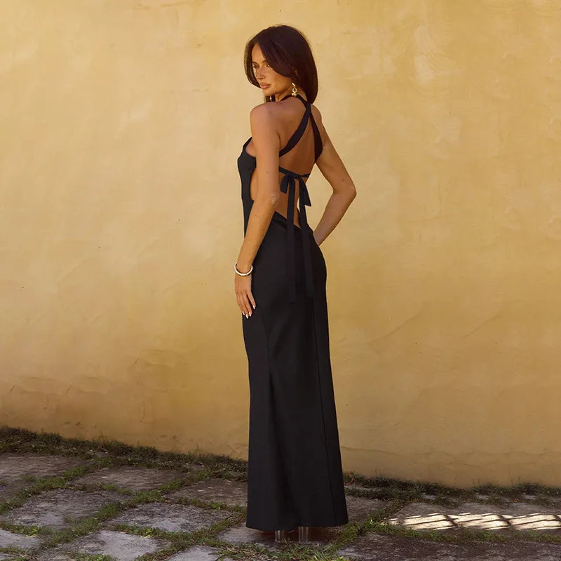 Elena - Halterneck Split Dress