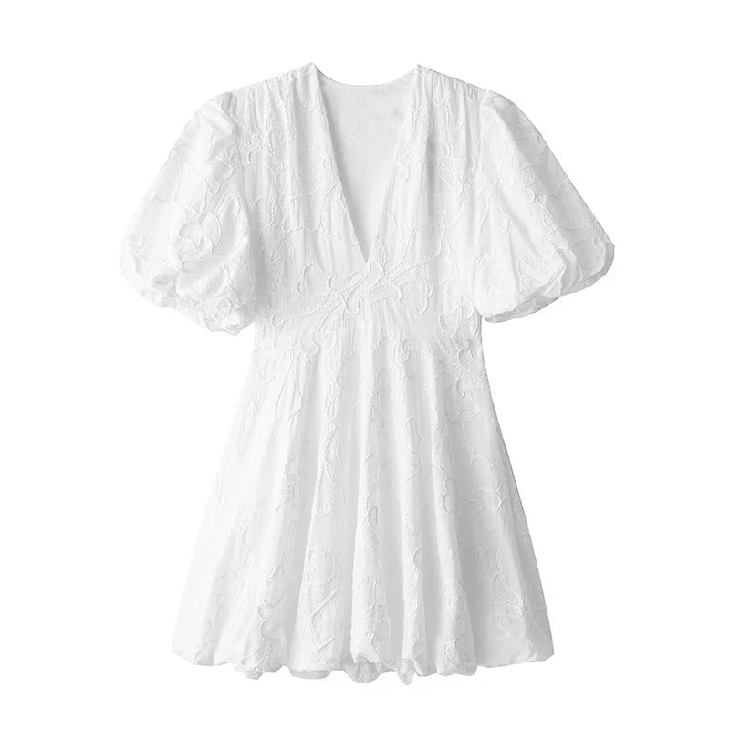 Leah - White Flower Dress