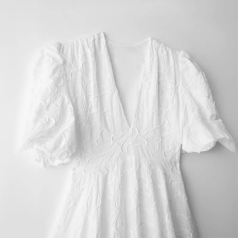 Leah - White Flower Dress