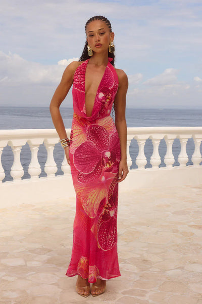 Isabelle - Pink Floral Maxi Dress